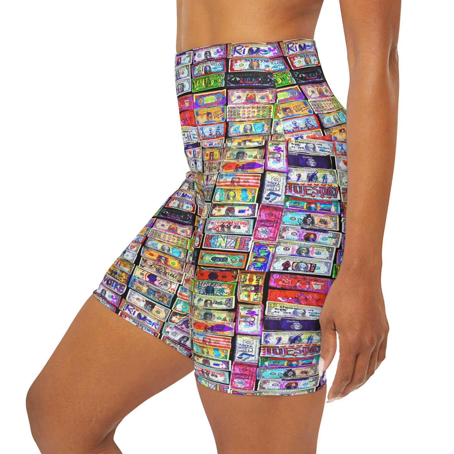 Yoga Shorts - 'Dollas' Graphic Design